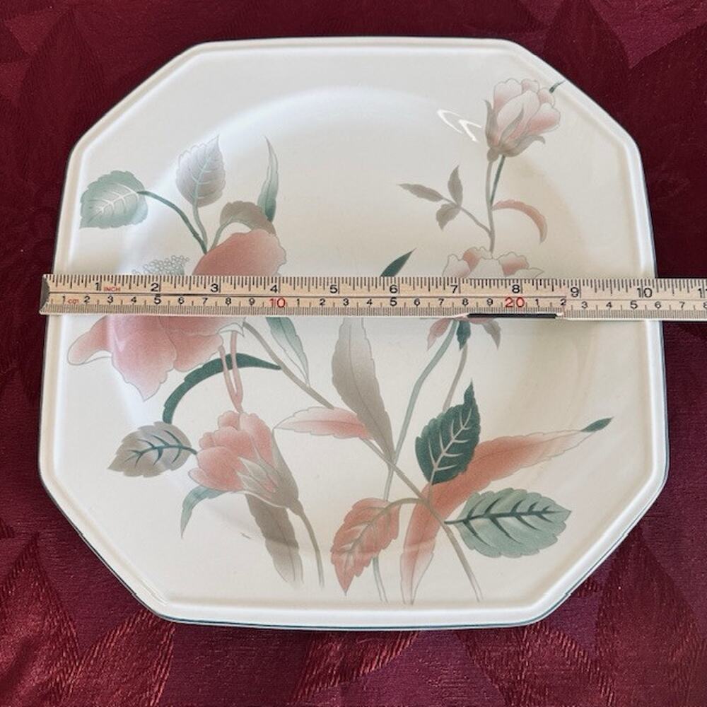 Mikasa Continental Silk Flowers F3003, Dinner Plate, Octagonal, Pink Flowers VTG - Picture 10 of 10